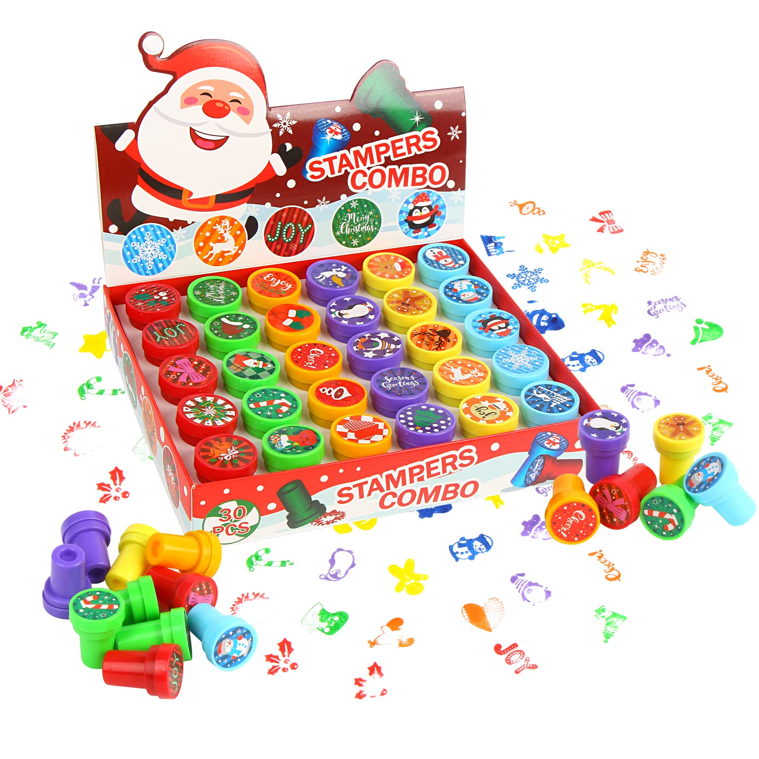 Amazon | STEFORD クリスマススタンプ 30個セット 子供用 セルフインク